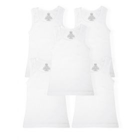 Wonder Nation Toddler Boys' White Tank Singlet Underwear Shirt, 5 Pack