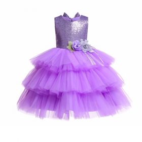 Girls Special Occasion Sequin Ball Gown Dress -Party Dress - Purple