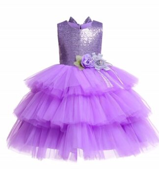 Girls Special Occasion Sequin Ball Gown Dress -Party Dress - Purple
