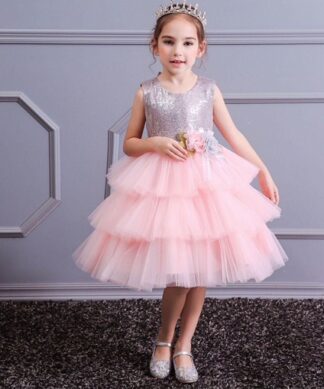 Girls Special Occasion Sequin Ball Gown Dress -Party Dress - Pink