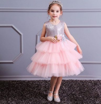 Girls Special Occasion Sequin Ball Gown Dress -Party Dress - Pink