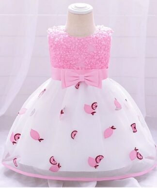 Baby Girls Special Occasion Rosette Ball Gown Dress -Party Dress - Pink