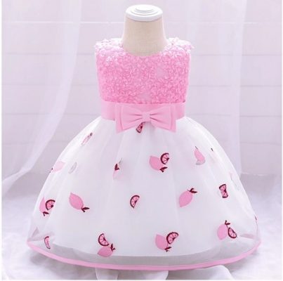 Baby Girls Special Occasion Rosette Ball Gown Dress -Party Dress - Pink