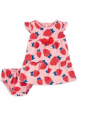 Carter's Child Of Mine Baby Girl Strawberry Dress With Diaper Cover Pant