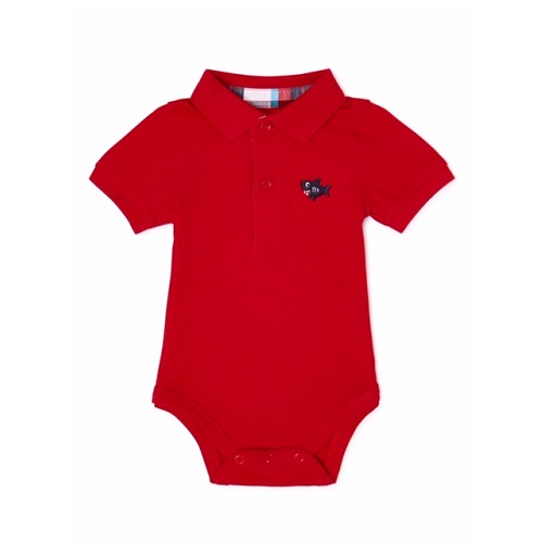 Garanimals Baby Boy Solid Polo Woven Bodysuit - Red - KIDS BESTPRICE