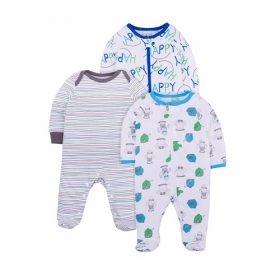 Kitex Pure Organic Sleep N Play Baby Boy Pyjamas Sleeper 3Pcs
