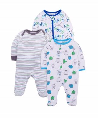 Kitex Pure Organic Sleep N Play Baby Boy Pyjamas Sleeper 3Pcs