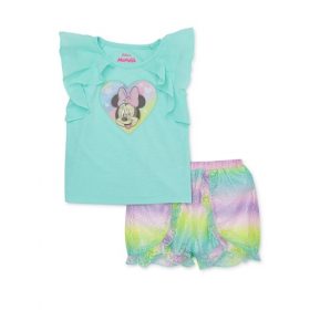 Disney Minnie Mouse Toddler Girl Ruffled Tshirt & Ruffle Shorts 2pcs Set