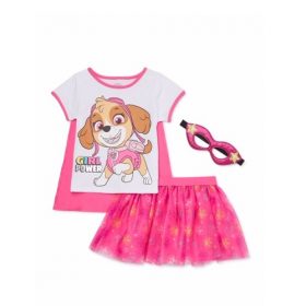 Nickelodeon Paw Patrol Baby Girls Tshirt With Cape, Skirt & Mask 3pcs
