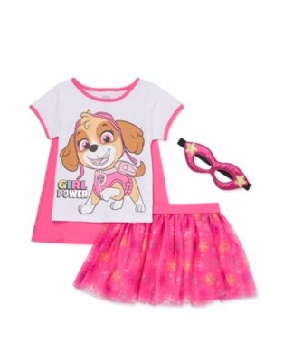 Nickelodeon Paw Patrol Baby Girls Tshirt With Cape, Skirt & Mask 3pcs