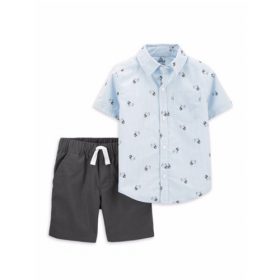 Carter's Child Of Mine Toddler Boy Button Up Shirt & Shorts 2pc Outfit