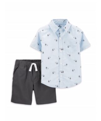 Carter's Child Of Mine Toddler Boy Button Up Shirt & Shorts 2pc Outfit