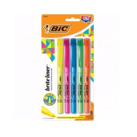 Bic Brite Liner Highlighter Chisel Tip Assorted Colours - 5 Count