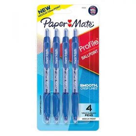 Paper Mate Profile Retractable Ball Point Pens, 14mm Bold Blue - 4 Count
