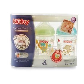 Nuby Natural Touch Baby Infant Feeding Bottles with Free Pacifier