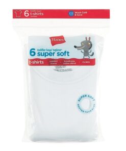 Hanes Toddler Boys Plain White Crewneck T Shirt - 6 Packs