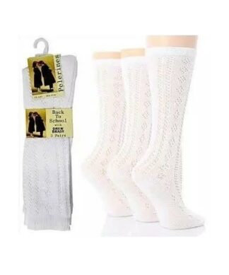 Pelerines Kids Superior Back To School Long White Socks 3 In 1 Pack