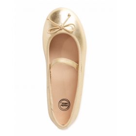 Wonder Nation Girls Flat Bow Ballet Flat Gold Shoes
