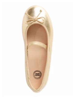 Wonder Nation Girls Flat Bow Ballet Flat Gold Shoes
