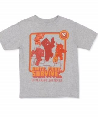 Minecraft Big Boys Short Sleeve T-shirt - Light Grey