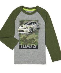 365 Kids Boys Long Sleeve Raglan T-shirt Top - Camo