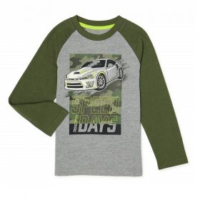 365 Kids Boys Long Sleeve Raglan T-shirt Top - Camo