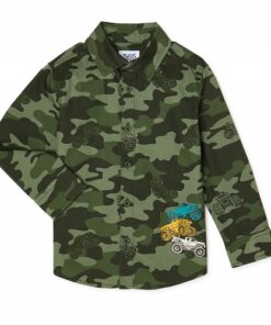 365 Kids Boys Long Sleeve Woven Button Down Shirt - Camo