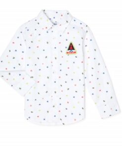 365 Kids Boys Long Sleeve Woven Button Down Shirt - White Print
