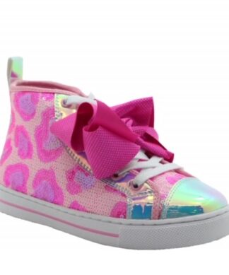 Nickelodeon Jojo Siwa Girls Pink Sequin Leopard Spot High Top Sneaker Shoe