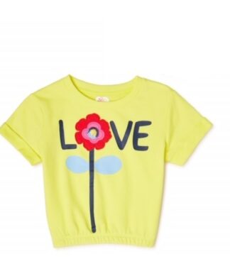 365 Kids Girls Clinched T- Shirt With - Yellow