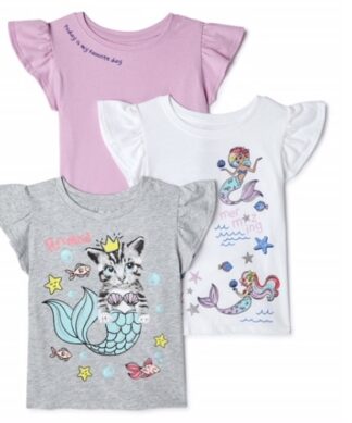365 Kids Girls Graphic Ruffle Tshirt 3 Packs