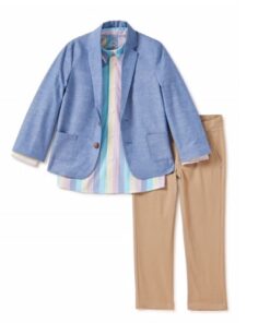 Wonder Nation Boys Chambray Blazer Suit, Dress Shirt & Stretch Twill Pants 3-Pcs