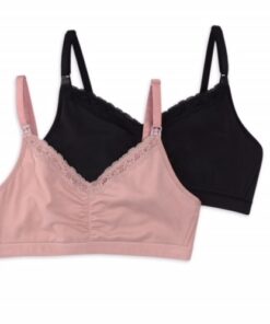 Secret Treasures Breastfeeding Maternity Bra With Cotton Lace Trim - 2pk