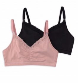 Secret Treasures Breastfeeding Maternity Bra With Cotton Lace Trim - 2pk