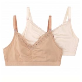 Secret Treasures Breastfeeding Maternity Bra With Cotton Lace Trim - 2pk.