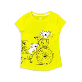 Wonder Nation Girls Koala Trip Graphic Short Sleeve Slime T-Shirt - Yellow