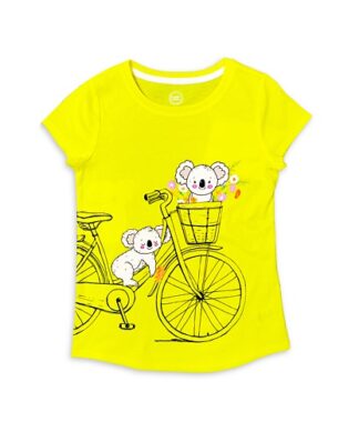 Wonder Nation Girls Koala Trip Graphic Short Sleeve Slime T-Shirt - Yellow