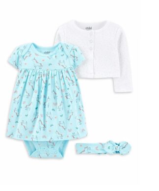 Carter's Child Of Mine Baby Girl Long Sleeve Jacket, Dress & Headband Set. -Unicorn