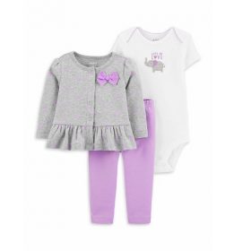 Carter's Child Of Mine Baby Girls Long Sleeve Jacket, Bodysuit & Pants Set.