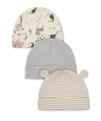Gerber Organic Unisex (Boys & Girls) Baby Safari Caps - 3Pks