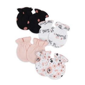 Gerber Organic Cotton Baby Girls Princess Mittens - 4Pairs