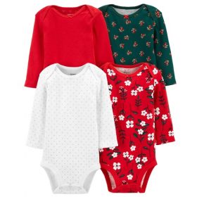 Carter's Baby Girls Holiday Original Long Sleeve Bodysuit -4Pk