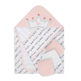 Gerber Organic Cotton Baby Girls Princess Hooded Towel & Washcloth Set- 4Pcs