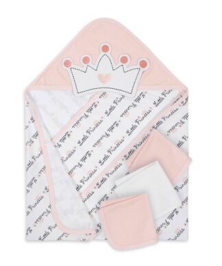 Gerber Organic Cotton Baby Girls Princess Hooded Towel & Washcloth Set- 4Pcs