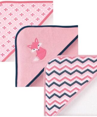 Luvable Friends Baby Girls 3pk Hooded Towel, Fox