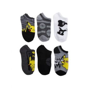 Pokemon Boys No Show Ankle Length Socks - 6 Pairs