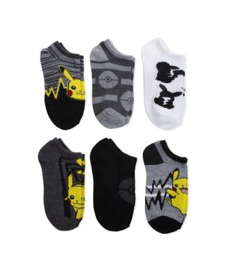 Pokemon Boys No Show Ankle Length Socks - 6 Pairs