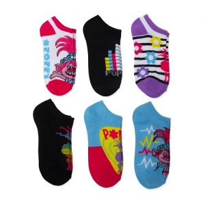 Dreamworks Trolls 2 Girls No Show Ankle Length Socks - 6 Pairs