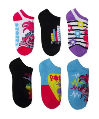 Dreamworks Trolls 2 Girls No Show Ankle Length Socks - 6 Pairs