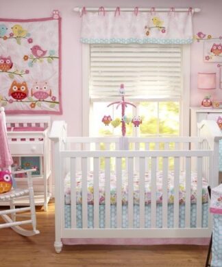 Nojo Baby Girls 4pcs Love Birds Crib Bedding Set
